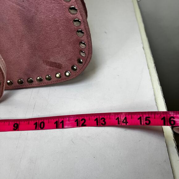 Western Studded Pink Suede Genuine Leather Shoulder Bag - Picture 9 of 13